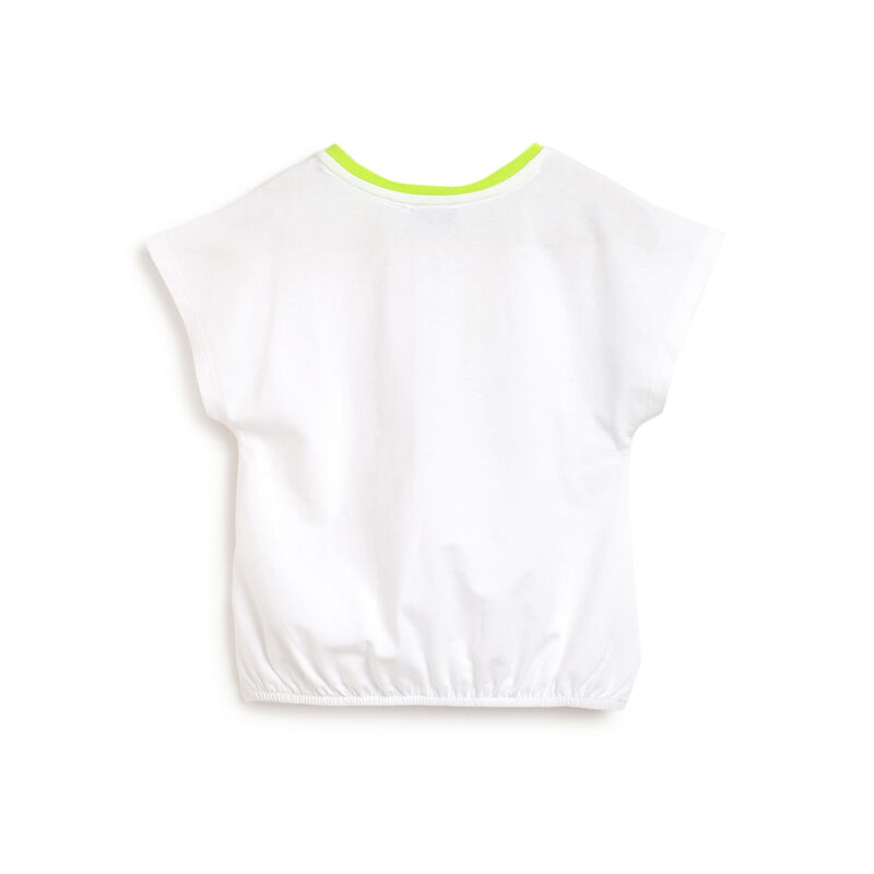 Girls White Printed Outfit with Short Pants image number 1